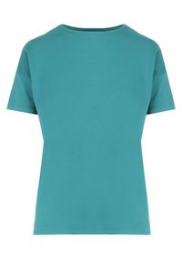 Born2be - Niebieski T-shirt Anteira. Kolor: niebieski. Materiał: bawełna, dzianina. Długość: krótkie. Wzór: gładki. Styl: klasyczny #3