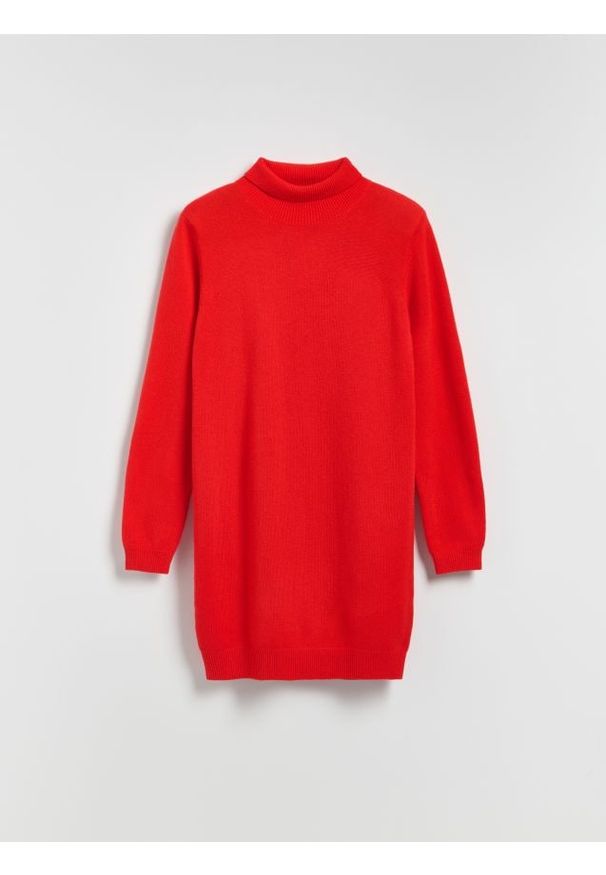 Reserved - Sukienka z wełny merino - czerwony. Kolor: czerwony. Materiał: wełna