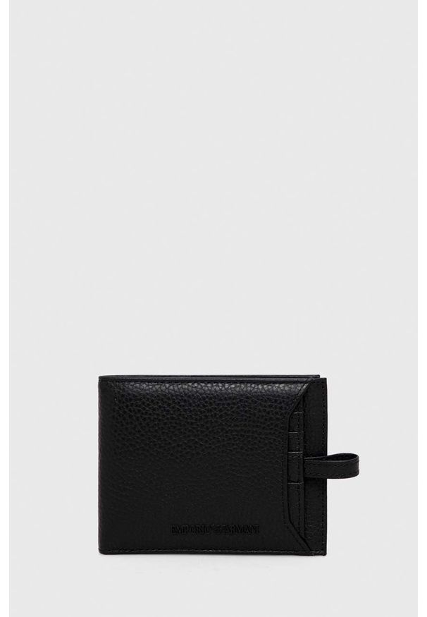 Emporio Armani portfel skórzany męski kolor czarny. Kolor: czarny. Materiał: skóra