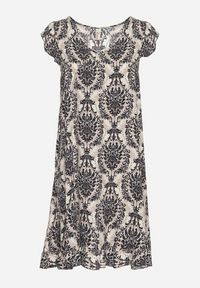 Born2be - Czarna Bawełniana Sukienka w Stylu Boho na Ramiączkach z Falbanką Zaelle. Okazja: na co dzień, na imprezę. Typ kołnierza: dekolt w serek. Kolor: czarny. Materiał: bawełna. Długość rękawa: na ramiączkach. Sezon: lato. Styl: boho #4