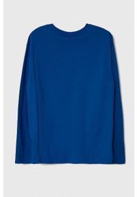 United Colors of Benetton longsleeve bawełniany dziecięcy kolor niebieski z nadrukiem. Kolor: niebieski. Materiał: bawełna. Długość rękawa: długi rękaw. Wzór: nadruk. Styl: klasyczny #2