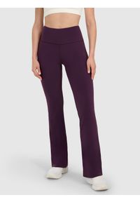 4f - 4F Legginsy z rozszerzanymi nogawkami damskie - fioletowe XS. Okazja: na co dzień. Kolor: fioletowy. Materiał: syntetyk, elastan, materiał. Wzór: gładki. Styl: casual, elegancki