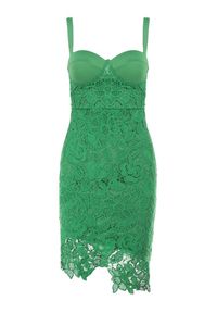 Born2be - Zielona Sukienka Alemina. Kolor: zielony. Materiał: bawełna, tkanina, koronka. Długość rękawa: na ramiączkach. Wzór: koronka. Typ sukienki: dopasowane. Styl: elegancki. Długość: mini #4