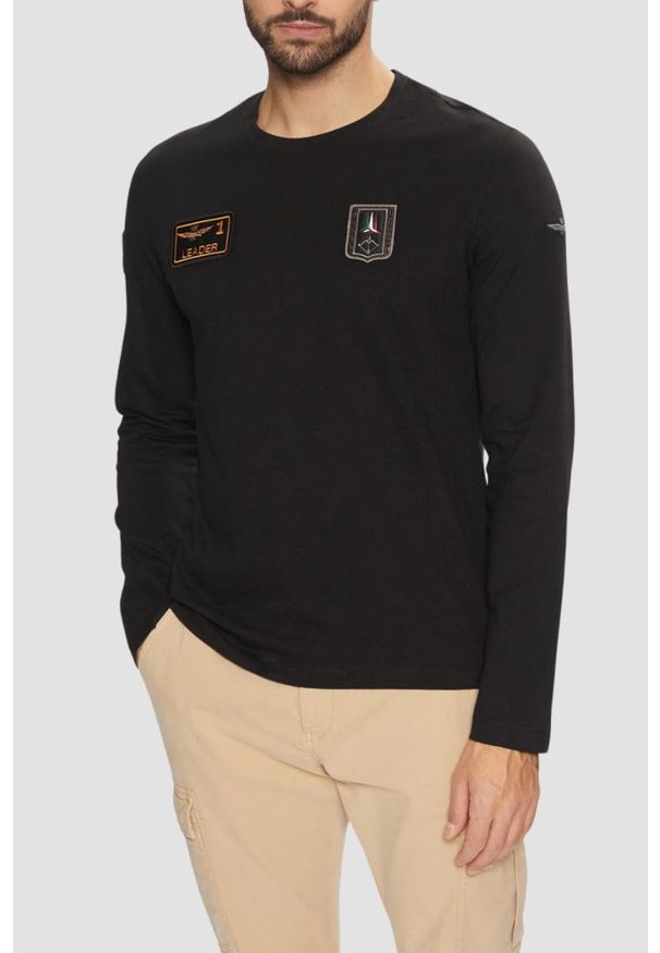 Aeronautica Militare - AERONAUTICA MILITARE Czarny męski longsleeve With Patches, Rozmiar XXL. Kolor: niebieski. Długość rękawa: długi rękaw