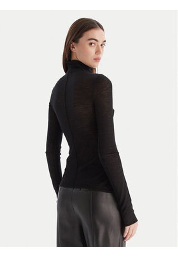 Patrizia Pepe Bluzka 2K0347/K034-K103 Czarny Slim Fit. Kolor: czarny. Materiał: wełna