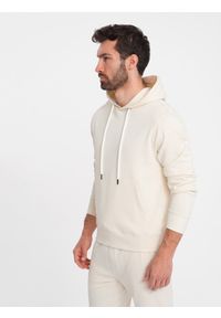 Ombre Clothing - Męski dresowy komplet bluza kangurka + spodnie – kremowy V11. Okazja: na co dzień. Kolor: kremowy. Materiał: dresówka. Wzór: aplikacja. Styl: klasyczny, sportowy, casual #8