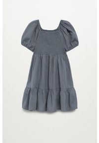 Mango Kids - Sukienka dziecięca Lucia 116-164 cm. Kolor: szary. Materiał: tkanina, len, materiał, bawełna. Długość rękawa: krótki rękaw. Wzór: gładki. Typ sukienki: oversize #5