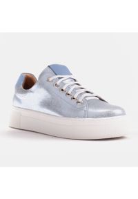 Marco Shoes Damskie sneakersy z naturalnej skóry na grubej podeszwie niebieskie. Kolor: niebieski. Materiał: skóra #2