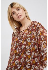 Pepe Jeans bluzka damska w kwiaty. Materiał: tkanina. Długość rękawa: długi rękaw. Długość: długie. Wzór: kwiaty #1