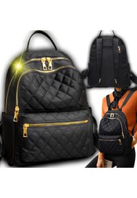 NoName - Plecak plecaczek damski torba na ramię pikowany czarny pojemny wodoodporny. Kolor: czarny #1