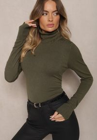 Renee - Ciemnozielony Golf Sweterkowy z Domieszką Kaszmiru Zaivanna. Okazja: na spacer, na spotkanie biznesowe, do pracy, na co dzień. Typ kołnierza: golf. Kolor: zielony. Materiał: kaszmir. Sezon: jesień. Styl: elegancki, biznesowy, klasyczny, casual #4