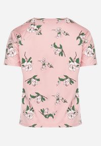 Born2be - Różowy T-shirt Koszulka z Krótkim Rękawem w Kwiaty Henubia. Okazja: na co dzień. Kolekcja: plus size. Kolor: różowy. Materiał: materiał. Długość rękawa: krótki rękaw. Długość: krótkie. Wzór: kwiaty. Styl: casual, elegancki #5
