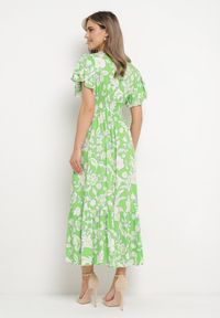 Born2be - Jasnozielona Wiskozowa Rozkloszowana Sukienka z Ozdobnym Wiązaniem i Koronkową Tasiemką z Gumką w Pasie Lalmarie. Okazja: na spotkanie biznesowe, na co dzień, do pracy, na spacer. Kolor: zielony. Materiał: koronka, wiskoza. Wzór: aplikacja. Styl: biznesowy, casual #7