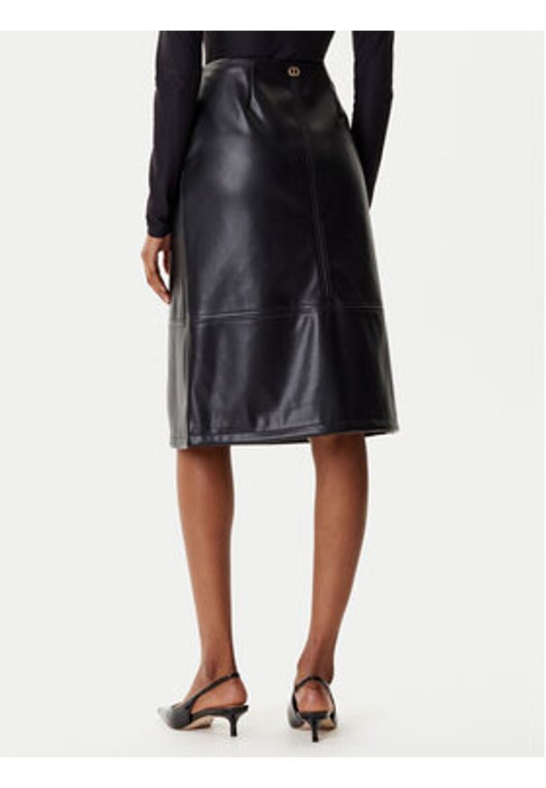 TwinSet - TWINSET Spódnica z imitacji skóry 252TP2233 Czarny Regular Fit. Kolor: czarny. Materiał: skóra