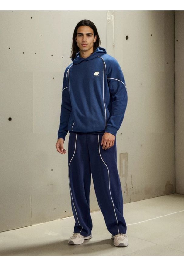 Sinsay - Spodnie wide leg z kontrastową lamówką - szary. Kolor: szary