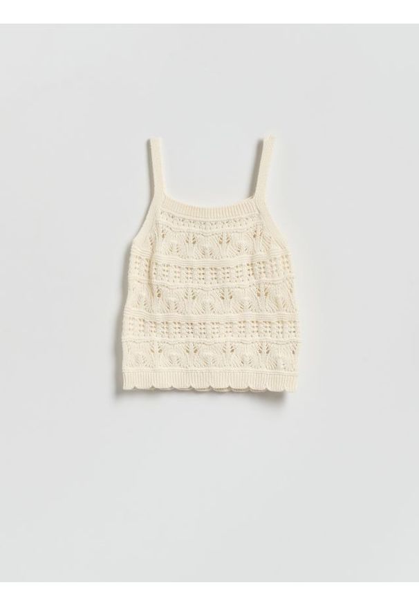 Reserved - Dzianinowy top - złamana biel. Materiał: dzianina