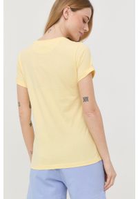 Hugo - HUGO t-shirt bawełniany 50467249 kolor żółty. Kolor: żółty. Materiał: bawełna. Wzór: nadruk #4
