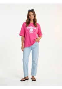 Sinsay - Bawełniana koszulka z nadrukiem Garfield - różowy. Kolor: różowy. Materiał: bawełna. Wzór: nadruk #1