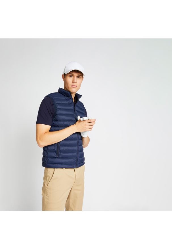 INESIS - Kamizelka do golfa męska Inesis MW500 puchowa. Typ kołnierza: golf. Materiał: puch. Długość rękawa: bez rękawów. Sport: golf