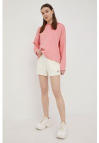 Fila bluza damska kolor różowy z kapturem gładka. Typ kołnierza: kaptur. Kolor: różowy. Materiał: dzianina. Wzór: gładki #2