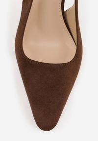 Renee - Ciemnobrązowe Szpilki VICES Slingback Ozdobione Cyrkoniami na Obcasie Laodele. Okazja: na randkę, na imprezę. Zapięcie: sprzączka. Kolor: brązowy. Wzór: aplikacja. Obcas: na obcasie. Styl: elegancki. Wysokość obcasa: średni #6