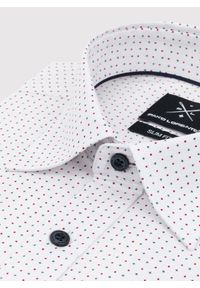 Pako Lorente - PAKO LORENTE – Biała koszula w granatowo-czerwony mikrowzór. Kolor: niebieski, czerwony, biały, wielokolorowy. Materiał: elastan, bawełna #5