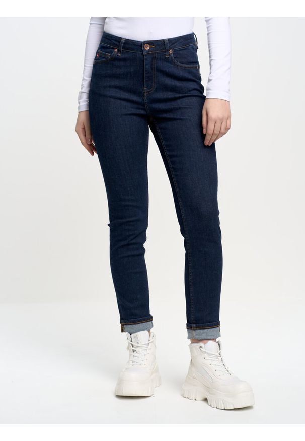 Big-Star - Spodnie jeans damskie z wysokim stanem Katrina High Waist 720. Stan: podwyższony. Kolor: niebieski