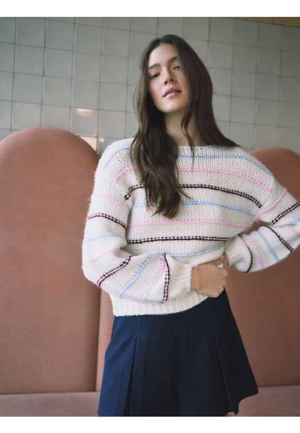 Reserved - Spódnico-szorty z dodatkiem wiskozy - granatowy. Kolor: niebieski. Materiał: wiskoza