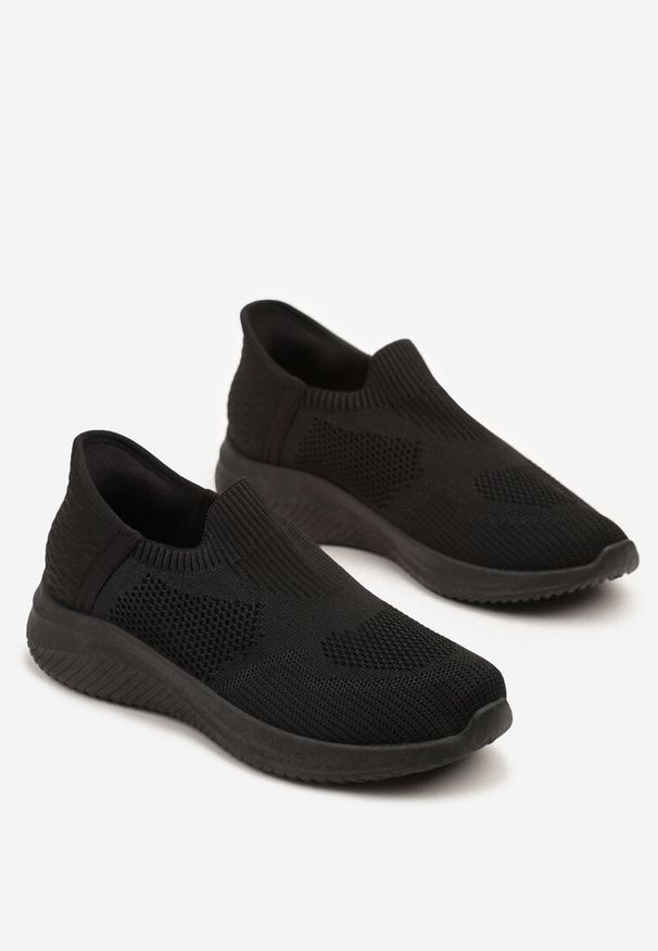 Born2be - Czarne Buty Sportowe Sneakersy z Elastyczną Cholewką Eravianna. Okazja: na co dzień. Kolor: czarny. Materiał: jeans. Szerokość cholewki: normalna