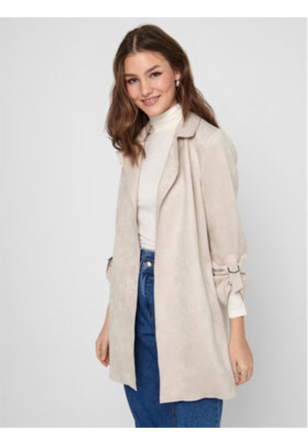 only - ONLY Płaszcz z imitacji skóry Joline 15179864 Beżowy Regular Fit. Kolor: beżowy. Materiał: skóra