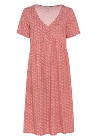 Sukienka bonprix rabarbarowy z nadrukiem. Kolor: różowy. Wzór: nadruk #1