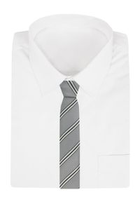 Alties - Klubowy, Klasyczny, Męski Krawat - ALTIES - Srebrny. Kolor: srebrny. Materiał: tkanina. Styl: klasyczny