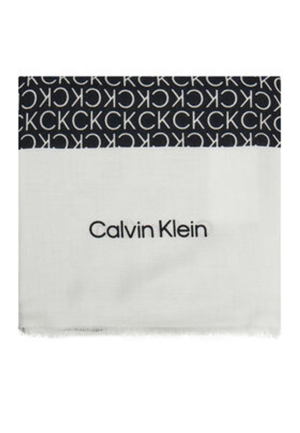 Calvin Klein Szal Aop Minimal Logo LV04F8053G Czarny. Kolor: czarny. Materiał: materiał