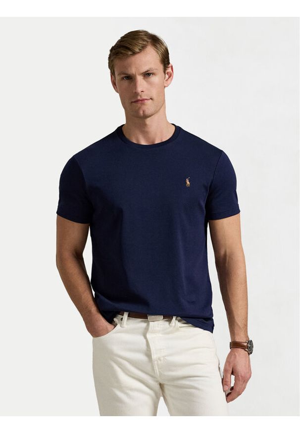 Polo Ralph Lauren T-Shirt 710740727 Granatowy Slim Fit. Typ kołnierza: polo. Kolor: niebieski. Materiał: bawełna