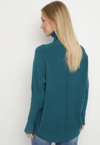 Born2be - Zielony Klasyczny Golf z Dodatkiem Kaszmiru Zoirmosa. Okazja: na co dzień, do pracy, na spotkanie biznesowe. Typ kołnierza: golf. Kolor: zielony. Materiał: kaszmir. Długość rękawa: długi rękaw. Długość: długie. Styl: klasyczny #5