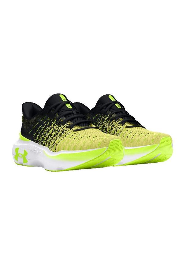Damskie buty do biegania Under Armour Infinite Elite. Kolor: czarny, żółty, wielokolorowy. Materiał: syntetyk, materiał. Szerokość cholewki: normalna