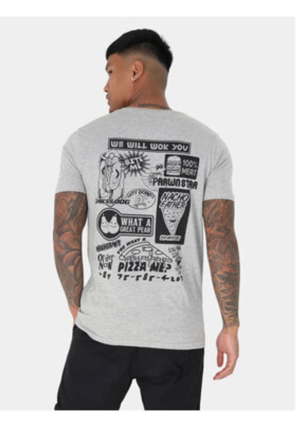 Brave Soul T-Shirt MTS-149FRANCHISE Szary Straight Fit. Kolor: szary. Materiał: bawełna