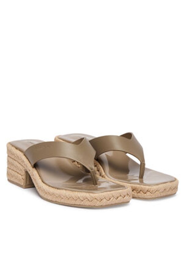 Calvin Klein Japonki Block Heel Espa 50 Thong Lth HW0HW02902 Brązowy. Kolor: brązowy. Materiał: skóra