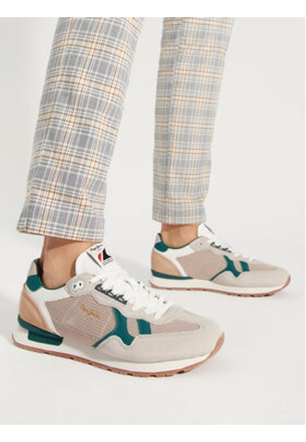 Pepe Jeans Sneakersy Brit Retro M PMS40004 Écru. Materiał: materiał