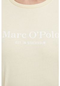 Marc O'Polo t-shirt bawełniany kolor żółty. Typ kołnierza: polo. Kolor: żółty. Materiał: bawełna. Wzór: nadruk #2