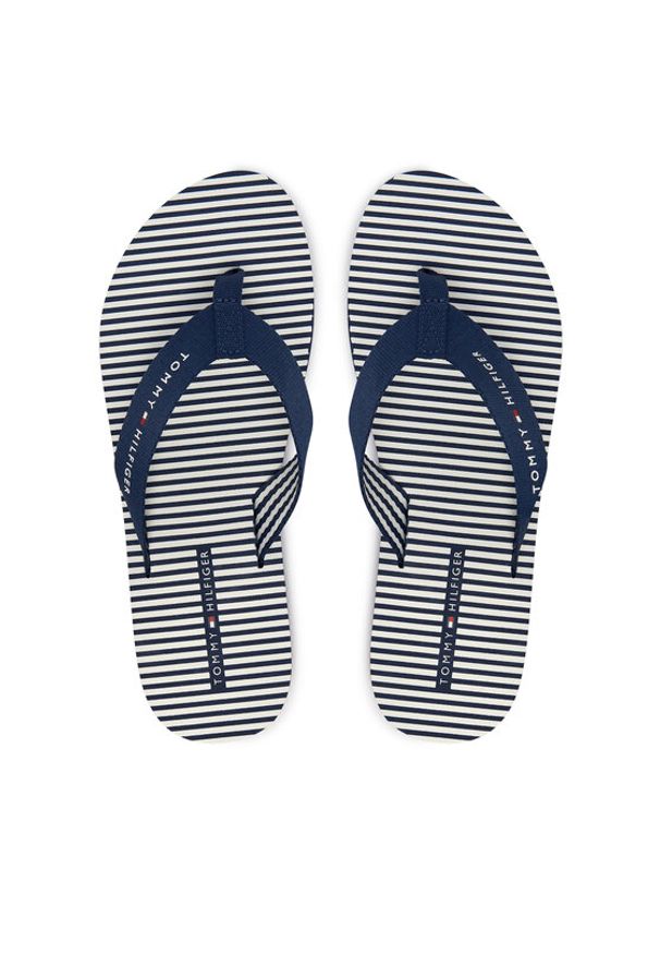 TOMMY HILFIGER - Tommy Hilfiger Japonki Th Ithaca Stripe Summer Sandal FW0FW09192 Granatowy. Kolor: niebieski. Materiał: materiał