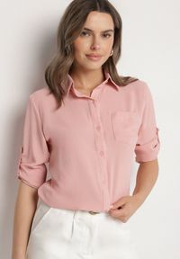 Born2be - Różowa Koszula z Regulacją przy Rękawach Adevere. Okazja: na co dzień. Typ kołnierza: kołnierzyk klasyczny. Kolor: różowy. Materiał: jeans. Długość rękawa: długi rękaw. Długość: długie. Styl: klasyczny, elegancki, casual #6