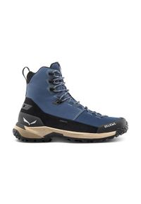 Buty trekkingowe męskie Salewa Puez Winter Mid Powertex. Wysokość cholewki: za kostkę. Kolor: niebieski. Materiał: materiał, syntetyk. Szerokość cholewki: normalna