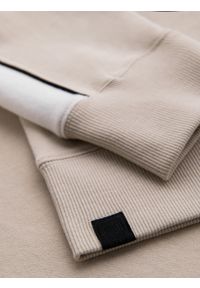 Ombre Clothing - Bawełniana męska bluza z kapturem z kontrastującymi elementami - beżowa V2 - Rozmiar: XXL. Okazja: na co dzień. Typ kołnierza: kaptur. Kolor: biały. Materiał: bawełna. Wzór: napisy. Styl: sportowy, casual #9