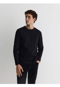 Reserved - Bawełniany longsleeve - czarny. Kolor: czarny. Materiał: bawełna. Długość rękawa: długi rękaw #1