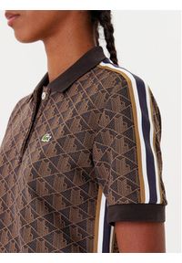 Lacoste Polo DF3364 Brązowy Slim Fit. Typ kołnierza: polo. Kolor: brązowy. Materiał: syntetyk, bawełna #4