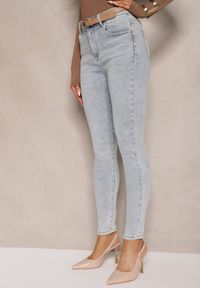 Renee - Niebieskie Jeansy z Bawełną Skinny High Waist Marino. Okazja: na co dzień. Stan: podwyższony. Kolor: niebieski. Styl: casual, elegancki #5