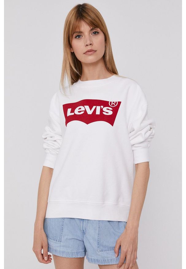 Levi's® - Levi's Bluza damska kolor biały gładka. Okazja: na spotkanie biznesowe, na co dzień. Kolor: biały. Długość rękawa: długi rękaw. Długość: długie. Wzór: gładki. Styl: casual, biznesowy