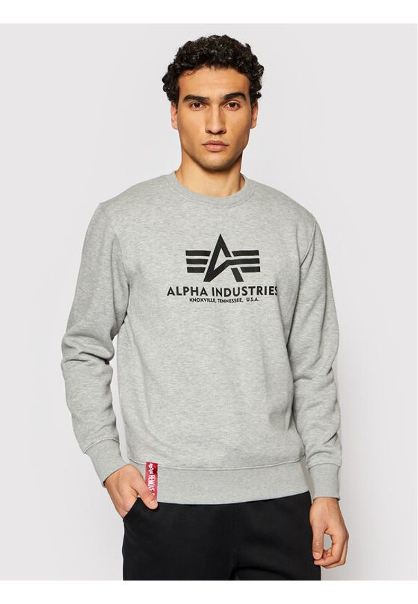 Alpha Industries Bluza Basic Sweater 178302 Szary Regular Fit. Kolor: szary. Materiał: bawełna