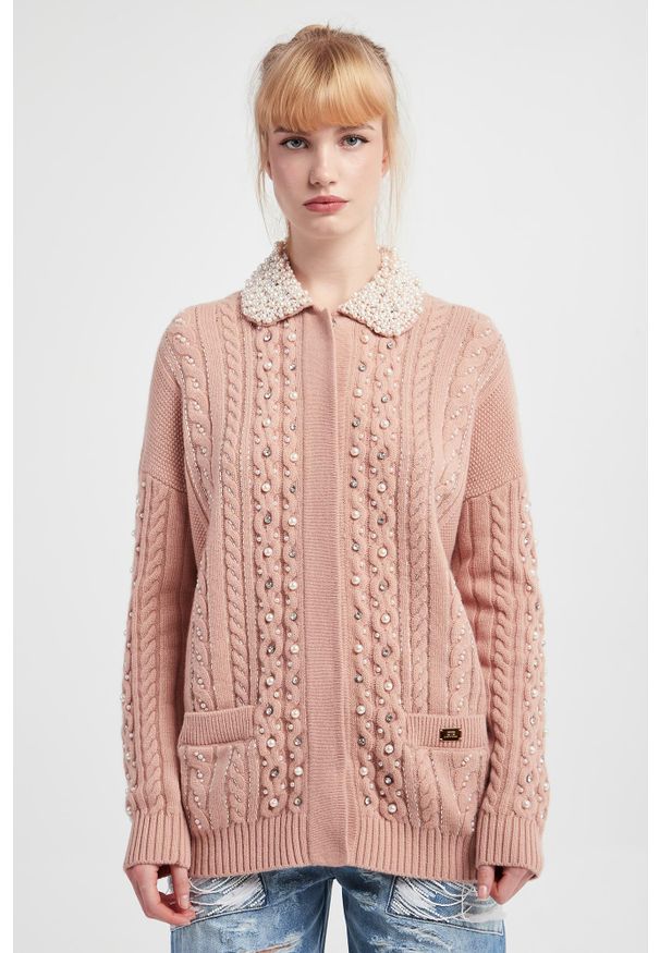 Elisabetta Franchi - Kardigan damski wełniany ELISABETTA FRANCHI. Materiał: wełna